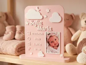 Personalized Newborn Baby Plate with Photo Frame