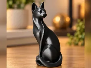 Elegant Black Cat – Modern Cat Sculpture