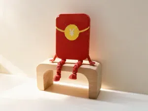 坐等红包来-可动关节新年摆件-2026年农历马年春节好运福字-办公室工位摆件