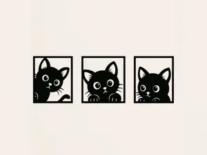 Minimalist Cute Cats Wall Art Bundle - Decorations