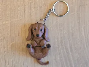 Wiener dachshund dog flexi keychain
