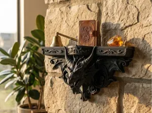 Baroque Dragon Shelf - The Wise Wall Guardian