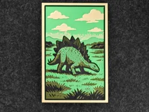 Stegosaurus grazing grass