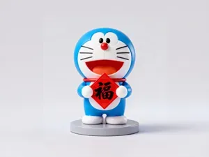 手拿福字的哆啦A梦-中国春节特别款-农历新年儿童女孩涂色玩具