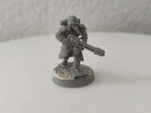 40k Gasmasken Mann mit flammender Waffe
