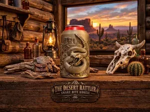THE DESERT RATTLER SNAKE BITE - Koozie Can Holder