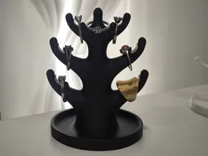 12 cm Tall Jewelry Tree Holder 6 Branches + Tray