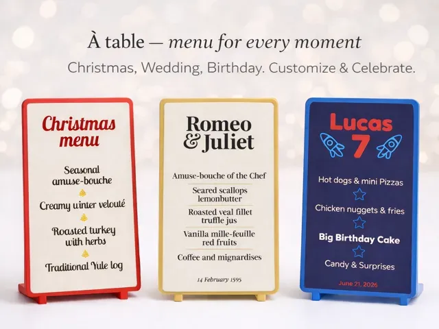 Party Table Menu — Christmas , Wedding , Birthday