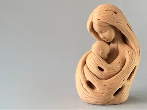 Embrace Mother & Baby Sculpture - Driftwood Series