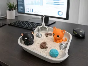 Cat Zen Garden Desk Toy – Cats, Mice & Sand Tools