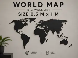 World map - big wall art (0.5 m x 1 m)