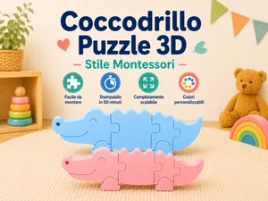 Coccodrillo Puzzle 3D|Montessori – Gioco Educativo