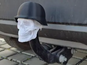 Skull with helmet Hitch ball cover
