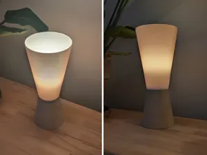 conical lamp with a basket-weave structure