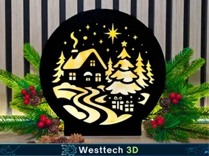 Haus im Schnee Christmas Lamp