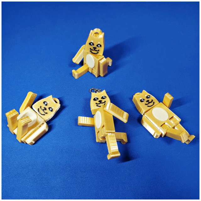 Articulated cute flex Golden Shiba Inu Keychain