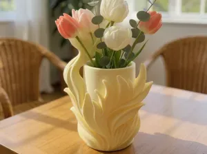 Leaf Curl Planter with Flowing Vertical Design