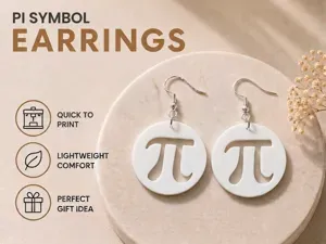 Pi symbol earrings 3.14cm math jewelry lightweight