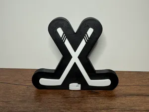 Crossed Hockey Sticks & Puck Bookshelf Decor