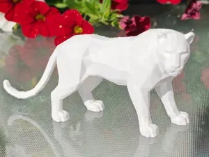 Geometric Low Poly Jaguar Figurine