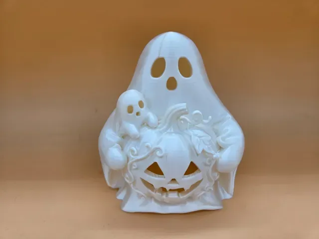 Geist mit Kürbis – LED Teelicht Halloween Deko — Image 7 of 10