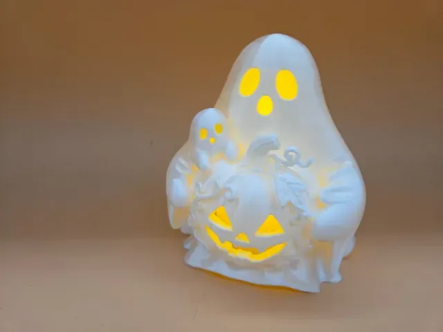 Geist mit Kürbis – LED Teelicht Halloween Deko — Image 5 of 10