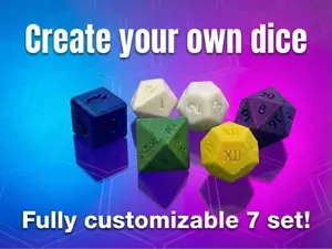 Create Your Dice 7 set (D4, D6, D8, D10, D12, D20)