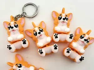 Corgi Dog Keychain Articulated Flexi Toy Kawaii