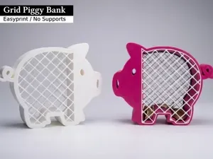 Grid Piggy Bank: Removable Cover & Reusable