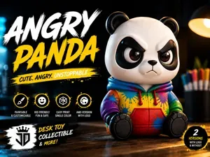 Angry Panda | Cute Paintable Desk Toy