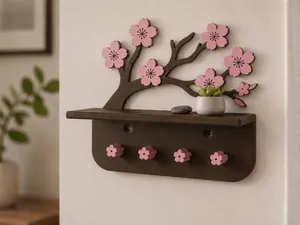 Cherry Blossom Wall Shelf & Key Holder