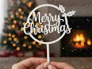 Cozy “Merry Christmas” Cake Topper
