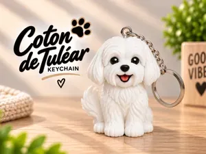 Porte-clé Coton de Tulear (chien) - AMS