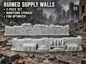 Ruined Supply Walls – Two-Piece Urban Terrain Set