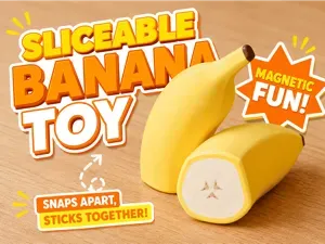 Sliceable magnetic banana toy