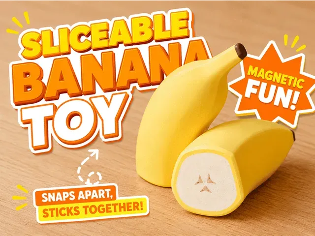 Sliceable magnetic banana toy