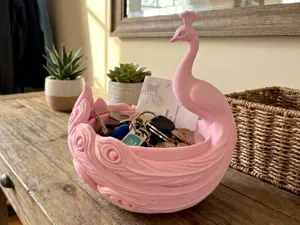 Peacock Catchall Bowl Key Holder Organizer