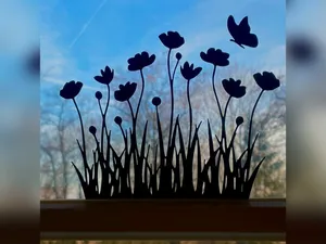Wandbild - Fensterbild Blumenwiese
