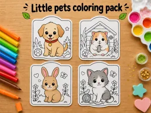 Cute little pets coloring craft pack