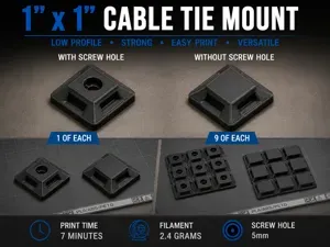 Cable Tie Mount (With & Without 5mm Screw Hole)
