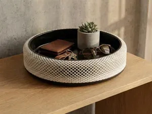 Modern Geometric Mesh Bowl: Catchall Bowl and Tray