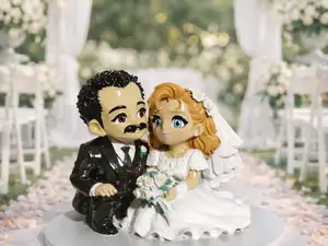 Cute Wedding Cake Topper Bride & Groom