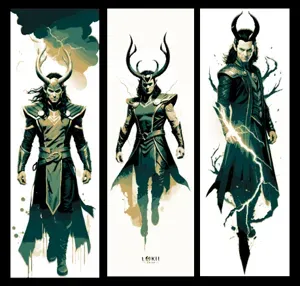 Fan Art Set of 3 Bookmarks - Variations of Marvel Comic Book Character Loki