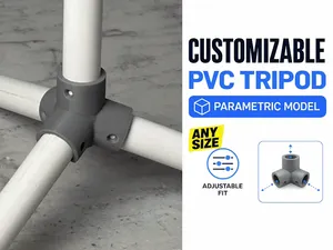4-Way PVC Tripod Connector Joint V2 - Customizable