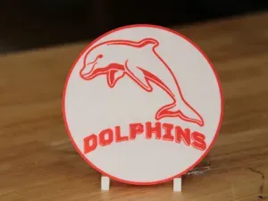 NRL Dolphins Rugby Logo 100mm Round Coaster