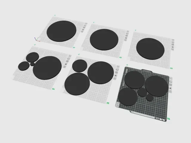 1/4 - 3/4 inch thick discs, 1 - 8 inch diameters