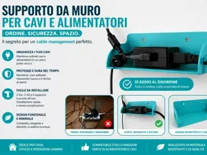 supporto da muro per la gestione cavi e alim...