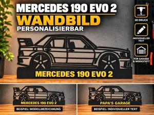 Mercedes 190 EVO 2 Wandbild Silhouette Personalisi