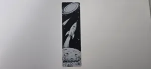 Retro Rocket Moon Launch Space Bookmark