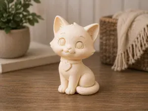 Cute Kitty with Heart-Adorable Cat Figurine